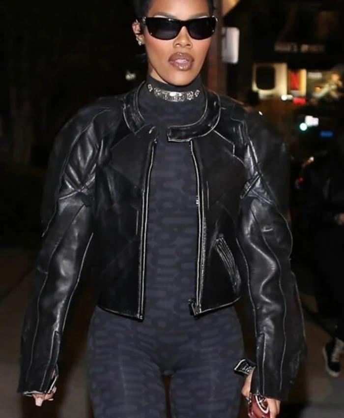 Teyana Taylor Black Cropped Leather Jacket - William Jacket