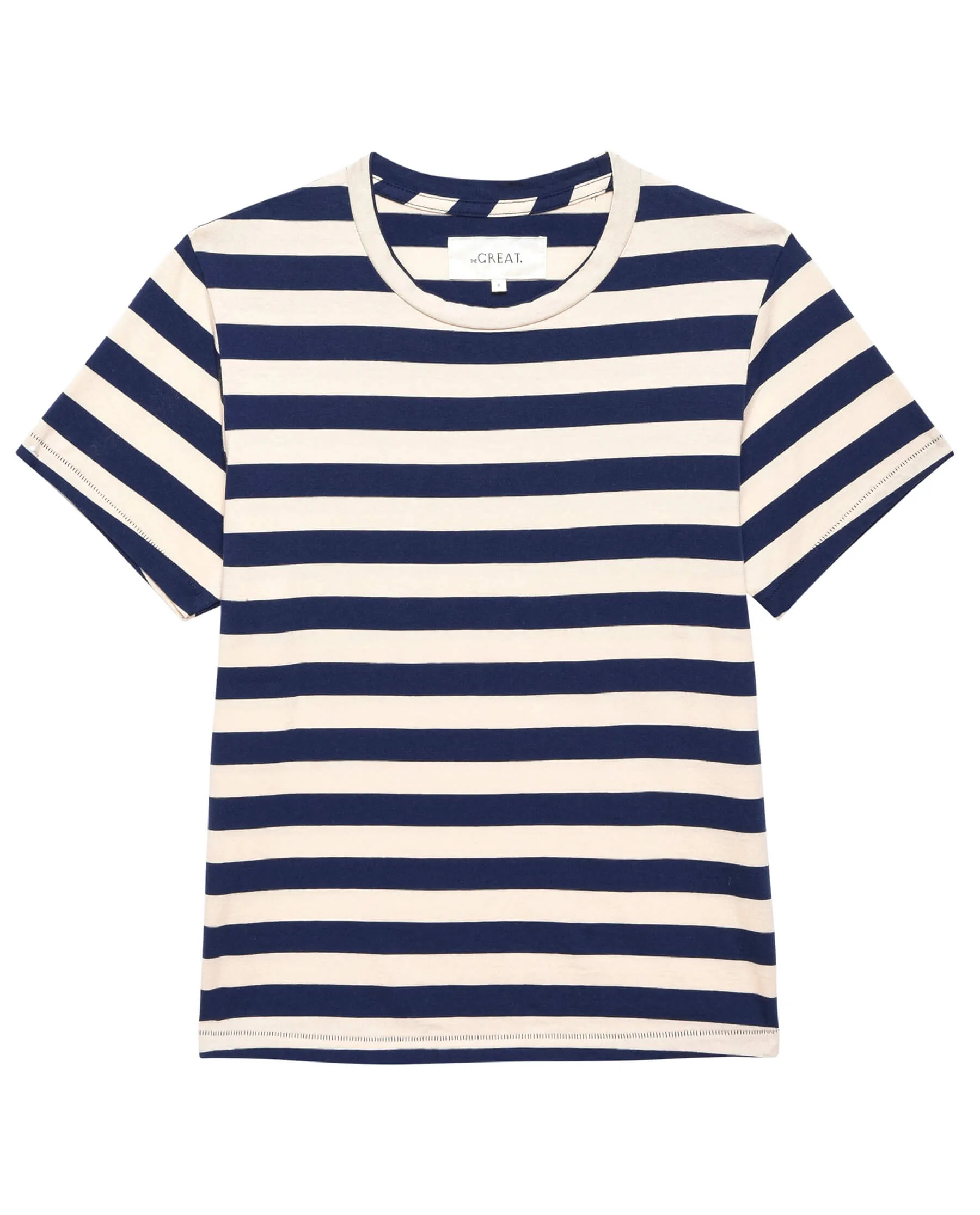 The Little Tee. Novelty -- Navy and Cream Scholar Stripe