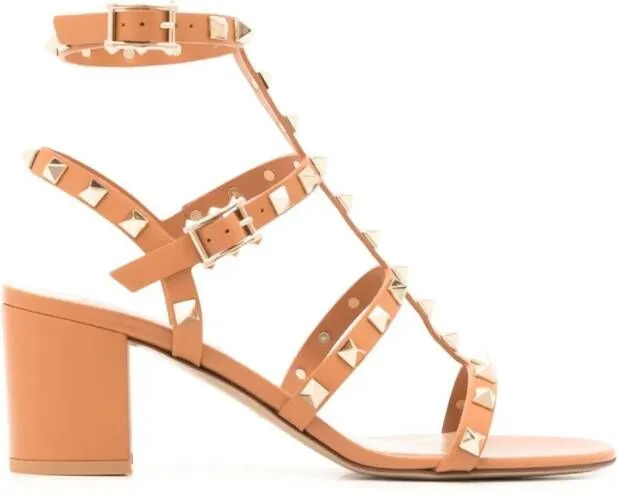 Valentino Garavani Rockstud 60mm leather sandals Orange