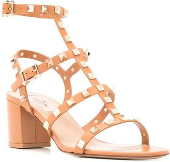 Valentino Garavani Rockstud 60mm leather sandals Orange