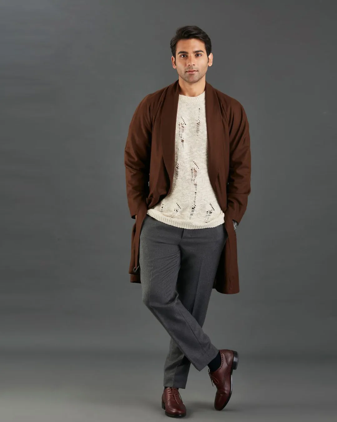 VBC Coffee Brown Flannel Over Coat