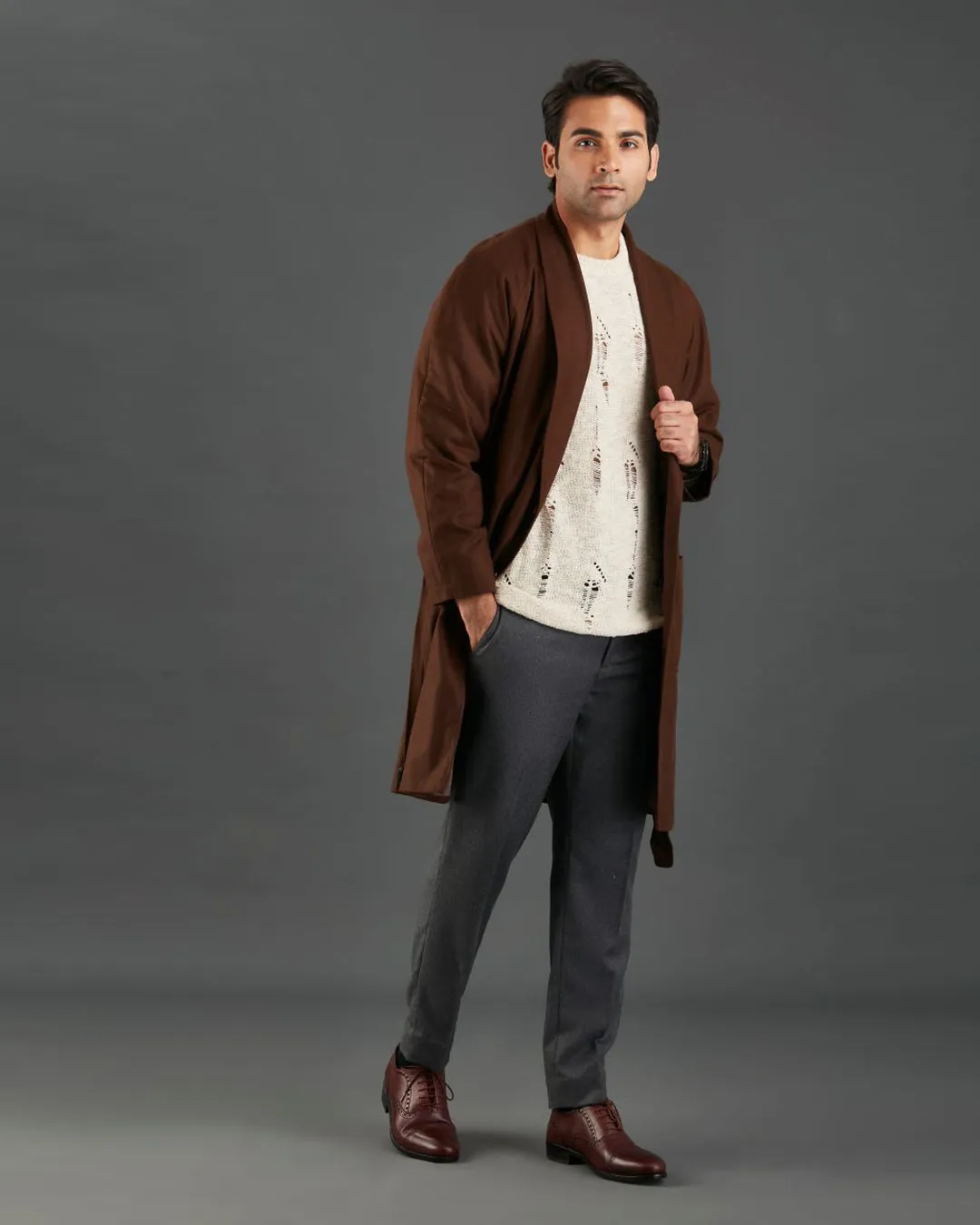 VBC Coffee Brown Flannel Over Coat