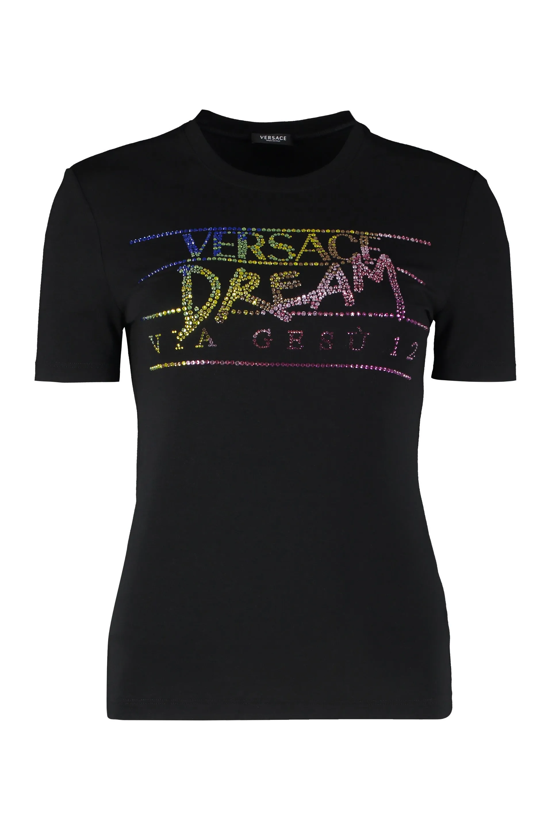 Versace Embellished Short Sleeved Crewneck T-Shirt